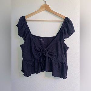 American Eagle Outfitters Navy Blue Knit Tie Crop Top - XXL